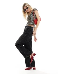 Reclaimed Vintage Cap Sleeve Top In Leopard Print With Contrast Bow For Women Multi -Closet Theory Her 206477565 3