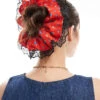 Reclaimed Vintage Revived X Glass Onion Oversized Floral Print Scrunchie With Black Lace For Women Multi