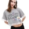 Reclaimed Vintage Revived X Glass Onion Crop Sport Tee With Lace Hem For Women Grey -Closet Theory Her 206484318 1 grey