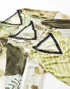 Reclaimed Vintage Revived X Glass Onion Mixed Print Crop Top With Lace Trim For Women -Closet Theory Her 206484333 2