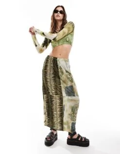 Reclaimed Vintage Revived X Glass Onion Mixed Print Crop Top With Lace Trim For Women -Closet Theory Her 206484333 3