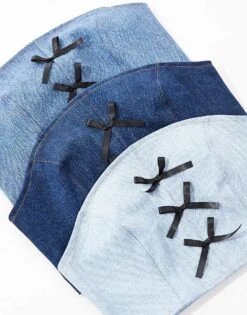 Reclaimed Vintage Revived X Glass Onion Festival Denim Bandeau Corset Top With Bows For Women Blue -Closet Theory Her 206484615 2