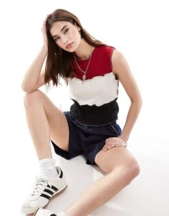 Reclaimed Vintage Revived X Glass Onion Spliced Knit Vest For Women Multi