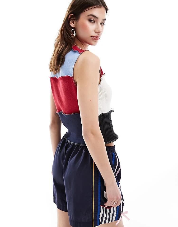 Reclaimed Vintage Revived X Glass Onion Spliced Knit Vest For Women Multi 7 Reclaimed Vintage Revived X Glass Onion Spliced Knit Vest For Women Multi - Image 5