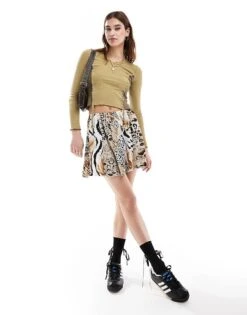 Reclaimed Vintage Revived X Glass Onion Festival Mini Skirt In Mixed Print For Women Red Print -Closet Theory Her 206484627 4