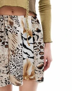 Reclaimed Vintage Revived X Glass Onion Festival Mini Skirt In Mixed Print For Women Red Print -Closet Theory Her 206484627 5