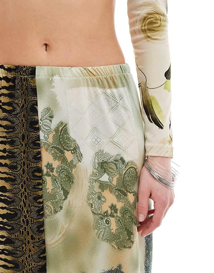 Reclaimed Vintage Revived X Glass Onion Maxi Skirt In Mixed Prints For Women Multi 6 Reclaimed Vintage Revived X Glass Onion Maxi Skirt In Mixed Prints For Women Multi - Image 4