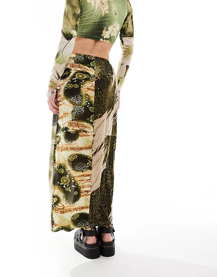 Reclaimed Vintage Revived X Glass Onion Maxi Skirt In Mixed Prints For Women Multi 7 Reclaimed Vintage Revived X Glass Onion Maxi Skirt In Mixed Prints For Women Multi - Image 5