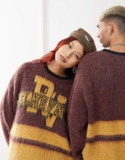 Reclaimed Vintage Unisex Varsity Logo Jumper In Brown For Unisex Multi -Closet Theory Her 206495421 4