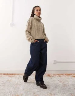 Reclaimed Vintage Cable Jumper In Stone For Women -Closet Theory Her 206506770 4