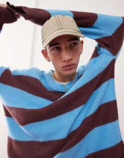 Reclaimed Vintage Jumper In Blue And Brown Stripe For Unisex Multi -Closet Theory Her 206506776 4