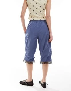 Reclaimed Vintage Revived X Glass Onion Longline Track Short With Lace Hem For Women Green -Closet Theory Her 206508660 5