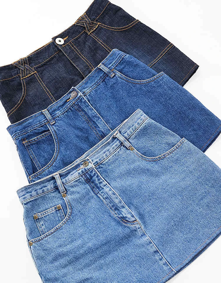 Reclaimed Vintage Revived X Glass Onion Denim Mini Skirt For Women Blue 4 Reclaimed Vintage Revived X Glass Onion Denim Mini Skirt For Women Blue - Image 2