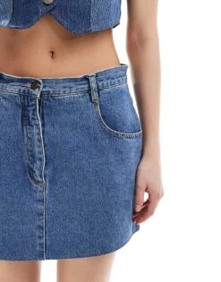 Reclaimed Vintage Revived X Glass Onion Denim Mini Skirt For Women Blue 11 Reclaimed Vintage Revived X Glass Onion Denim Mini Skirt For Women Blue -Closet Theory Her 206508665 3