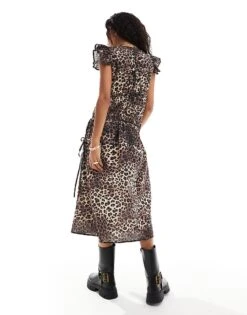 Reclaimed Vintage Maxi Dress With Asymmetric Ruching In Animal Print For Women -Closet Theory Her 206536661 3
