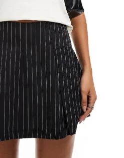 Reclaimed Vintage Tailored Skort In Black Pinstripe For Women -Closet Theory Her 206537923 3