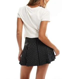 Reclaimed Vintage Tailored Skort In Black Pinstripe For Women -Closet Theory Her 206537923 5