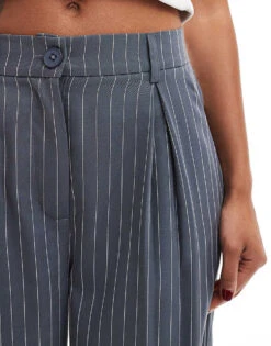 Reclaimed Vintage Wide Leg Smart Trouser In Charcoal Pinstripe For Women Multi -Closet Theory Her 206537933 3