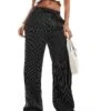 Reclaimed Vintage Pull On Relaxed Trouser In Black And White Pinstripe For Women -Closet Theory Her 206537963 1 black