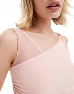 Reclaimed Vintage Ruched Twist Shoulder Top In Pink For Women -Closet Theory Her 206607122 4