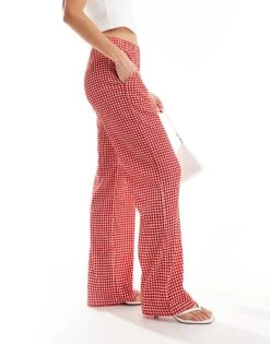 Reclaimed Vintage Relaxed Trouser In Red Gingham For Women -Closet Theory Her 206633417 5