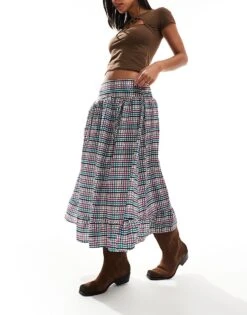 Reclaimed Vintage Cowgirl Midi Skirt With Drop Waist In Gingham For Women Multi -Closet Theory Her 206637374 1 multi 1