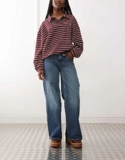 Reclaimed Vintage 88' Wide Baggy Leg Low Rise Jean In Mid Blue Wash For Women -Closet Theory Her 206647347 1 midbluewash 1