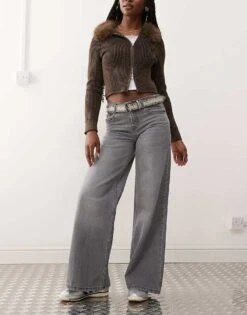 Reclaimed Vintage 88' Wide Baggy Low Rise Leg Jean In Grey Wash For Women -Closet Theory Her 206647356 1 greywash 1