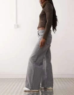 Reclaimed Vintage 88' Wide Baggy Low Rise Leg Jean In Grey Wash For Women -Closet Theory Her 206647356 3