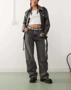 Reclaimed Vintage Low Rise Baggy Jean In Grey Wash For Women -Closet Theory Her 206647383 1 greywash 1