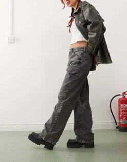 Reclaimed Vintage Low Rise Baggy Jean In Grey Wash For Women -Closet Theory Her 206647383 3