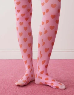Reclaimed Vintage Tights With Red Hearts In Pink For Women Multi -Closet Theory Her 206655731 3