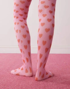 Reclaimed Vintage Tights With Red Hearts In Pink For Women Multi -Closet Theory Her 206655731 4