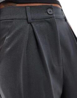 Reclaimed Vintage Wide Leg Smart Trouser In Charcoal For Women Grey -Closet Theory Her 206666140 3