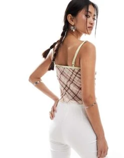 Reclaimed Vintage Mesh Cami Top In Check Print For Women Multi -Closet Theory Her 206666225 3