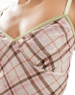 Reclaimed Vintage Mesh Cami Top In Check Print For Women Multi -Closet Theory Her 206666225 4
