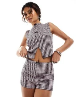 Reclaimed Vintage Button Front Tank And Hotpants In Gingham Co-ord -Closet Theory Her 206682484 1 multi 1