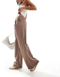 Reclaimed Vintage Mensy Wide Leg Trouser In Beige Pinstripe For Women -Closet Theory Her 206688849 5