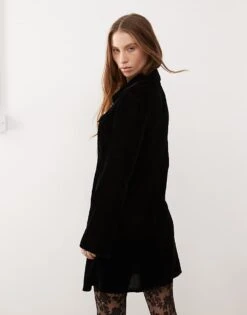 Reclaimed Vintage Mini Dress With Long Sleeves And Collar In Black For Women -Closet Theory Her 206702569 4