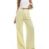 Reclaimed Vintage Mensy Wide Leg Trouser In Linen Look For Women Yellow -Closet Theory Her 206714380 1 yellow