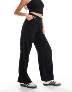 Reclaimed Vintage Mensy Wide Leg Trouser In Linen Look For Women Black -Closet Theory Her 206716962 1 black 1