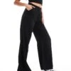 Reclaimed Vintage Mensy Wide Leg Trouser In Linen Look For Women Black -Closet Theory Her 206716962 1 black
