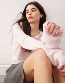 Reclaimed Vintage Micro Boxy Cardigan In Pastel Pink For Women -Closet Theory Her 206723021 3