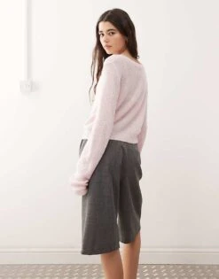 Reclaimed Vintage Micro Boxy Cardigan In Pastel Pink For Women -Closet Theory Her 206723021 4