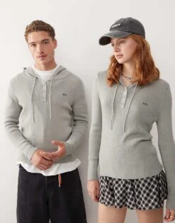 Reclaimed Vintage Unisex Knit Hooded Top In Grey For Unisex -Closet Theory Her 206723028 1 grey 1