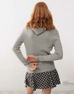 Reclaimed Vintage Unisex Knit Hooded Top In Grey For Unisex -Closet Theory Her 206723028 4