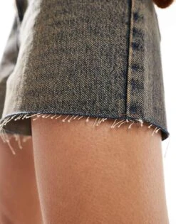 Reclaimed Vintage Denim Mom Short With Raw Hem In Blue For Women Blue Wash -Closet Theory Her 206730456 3