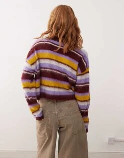 Reclaimed Vintage Knitted Stripe Cardi In Multi For Women -Closet Theory Her 206731650 3
