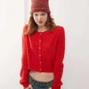 Reclaimed Vintage Micro Cardigan In Cherry Red For Women -Closet Theory Her 206731656 1 red