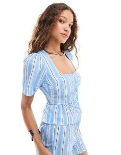 Reclaimed Vintage Stripe Co-ord In Blue -Closet Theory Her 206731764 1 blue